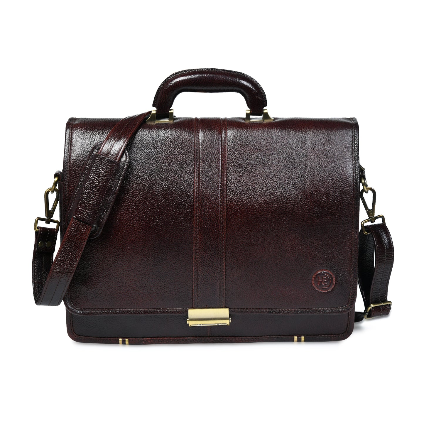 Vintage Leather Briefcase - Dark Brown