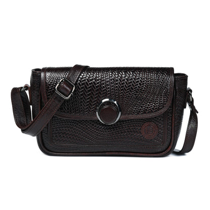Leather Pouch | zig zag pattern Sling bag - Dark Brown