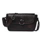 Dark Brown Leather Sling Bag - front view with zig zag pattern, handcrafted buffalo leather | Hema Emporium