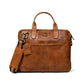 Tan Leather Laptop Bag - front view with shoulder strap, handcrafted buffalo leather | Hema Emporium