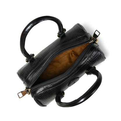 Textured Barrel Satchel - Black