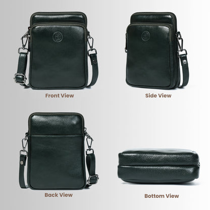 Classic Leather Mobile Sling Bag - Forest Green