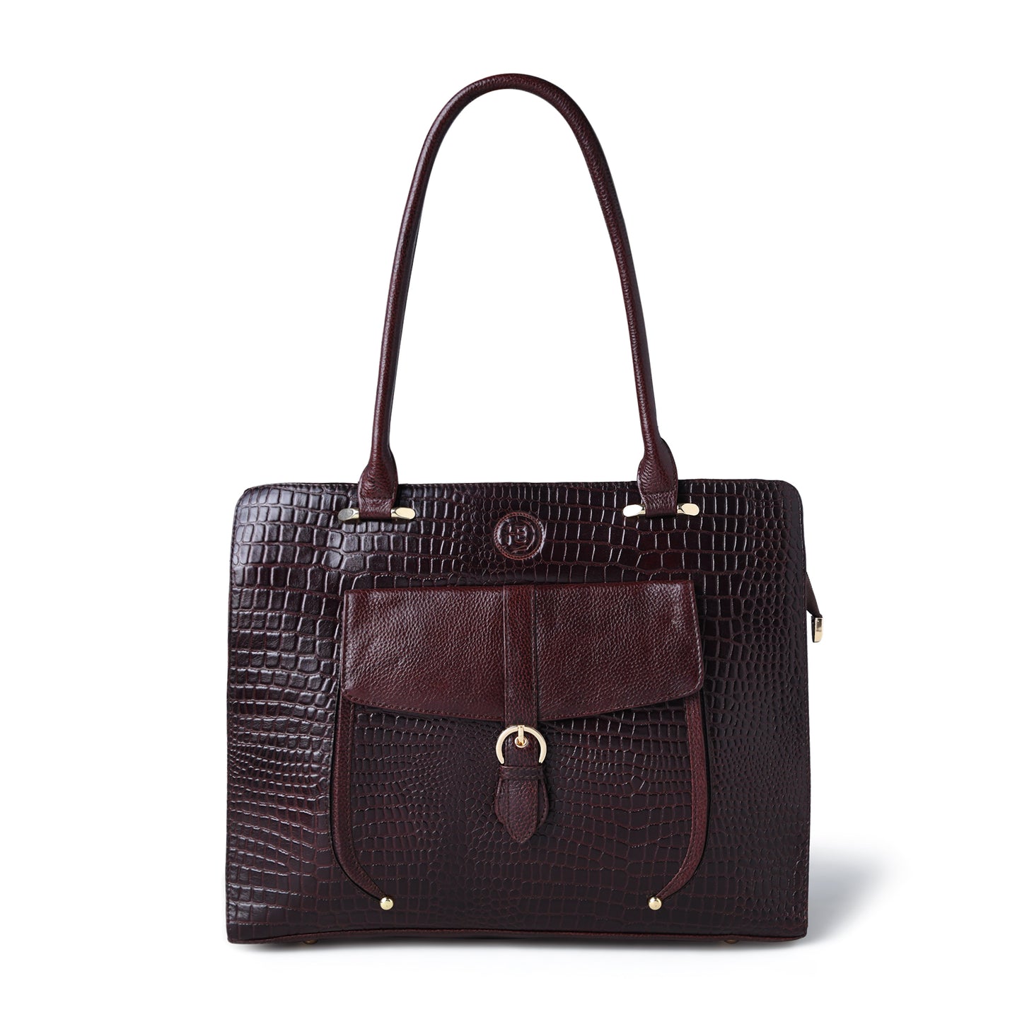 Vera Women's Crocodile Embossed Leather Work Bag