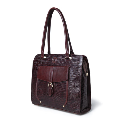 Vera Women's Crocodile Embossed Leather Work Bag