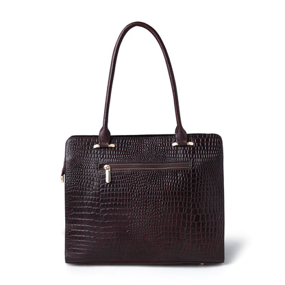 Vera Women's Crocodile Embossed Leather Work Bag