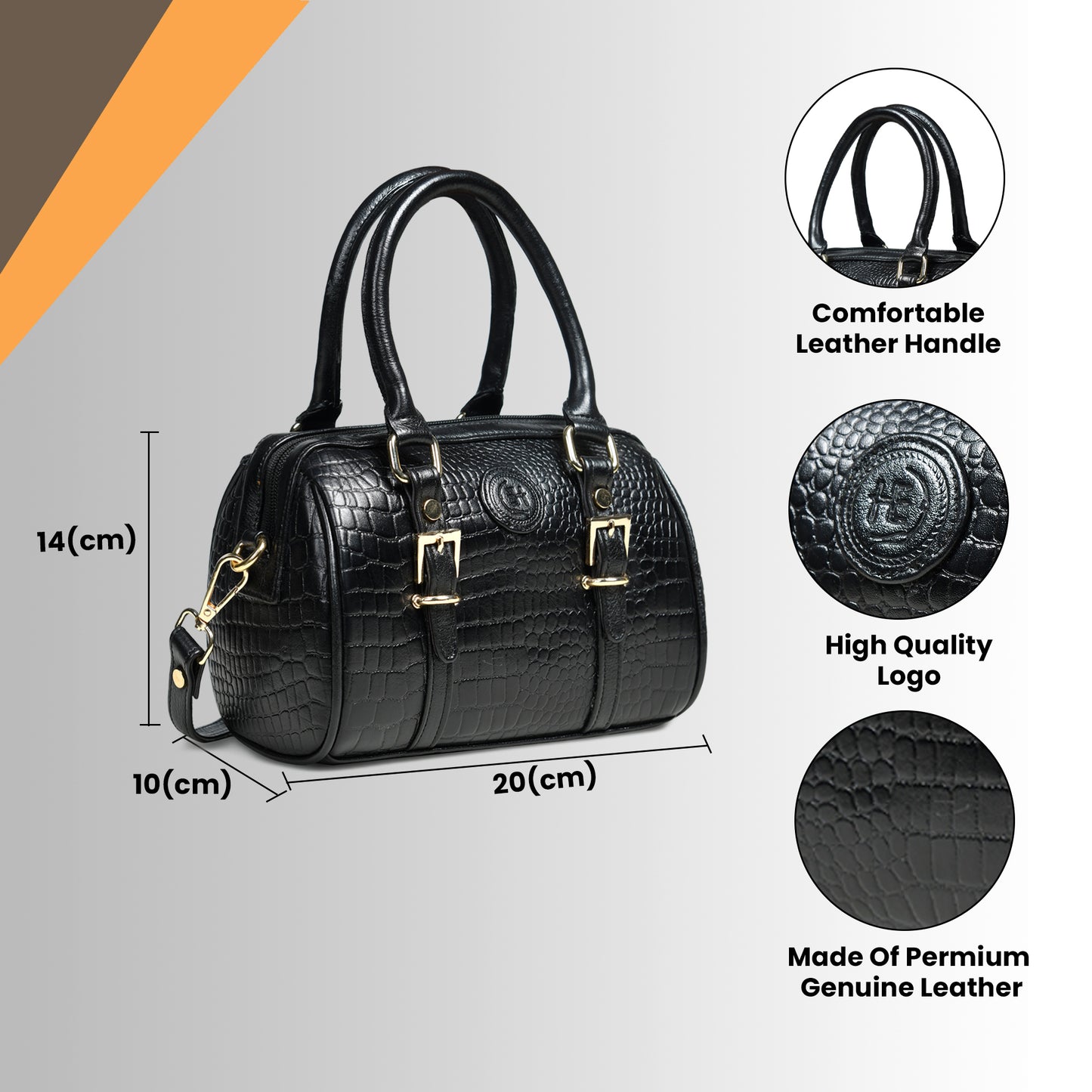 Textured Barrel Satchel - Black