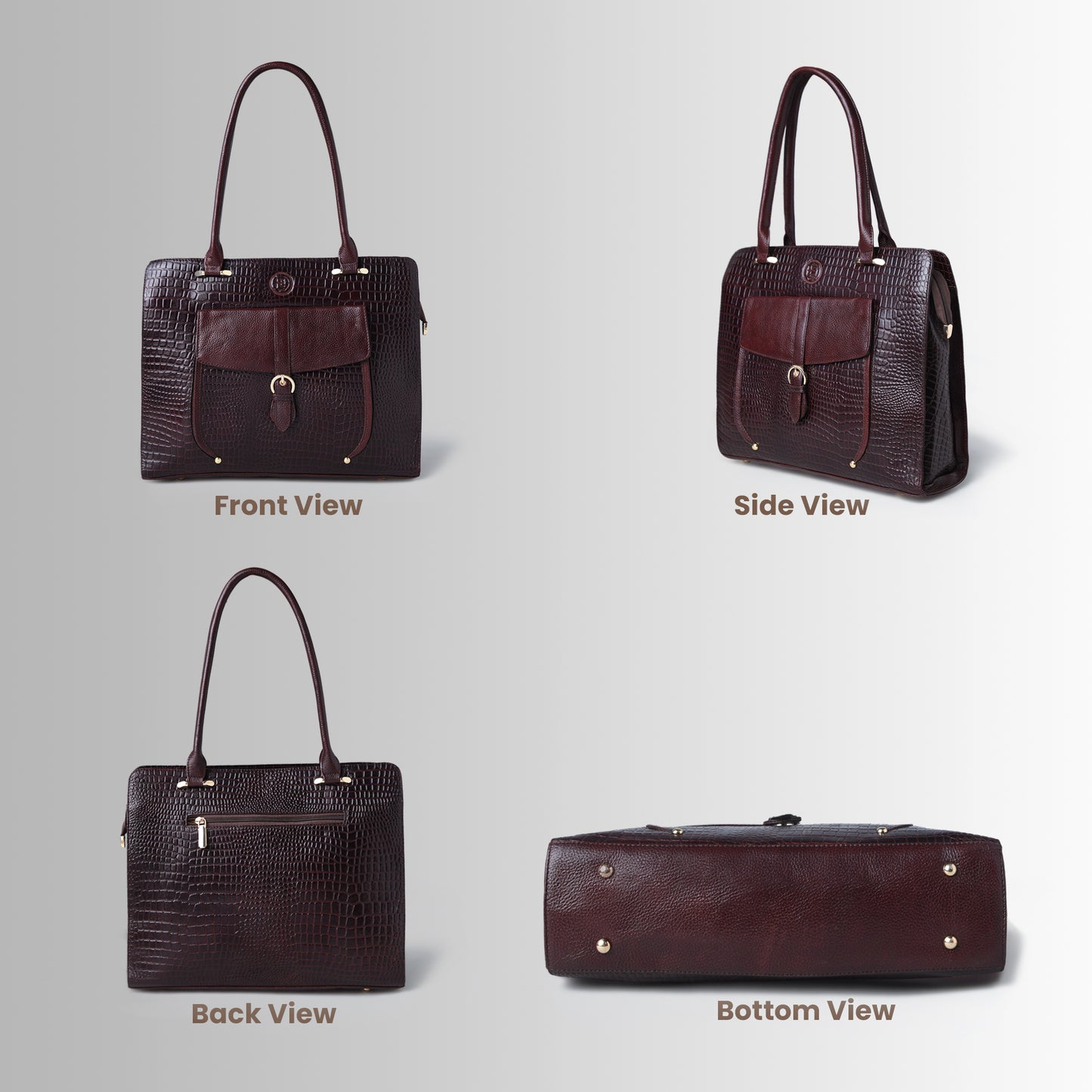 Vera Women's Crocodile Embossed Leather Work Bag