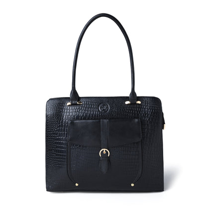 Vera Women's Crocodile Embossed Leather Work Bag