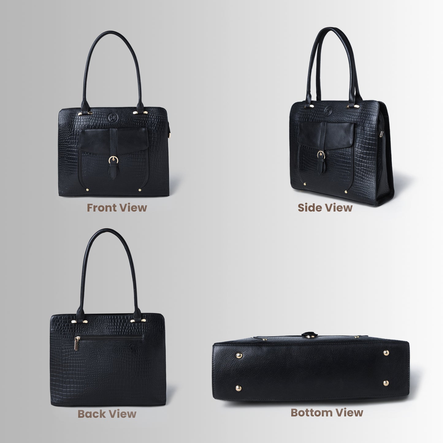 Vera Women's Crocodile Embossed Leather Work Bag