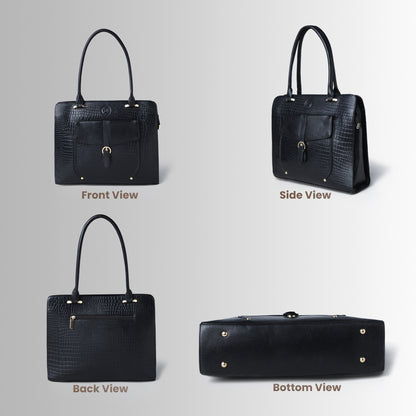 Vera Women's Crocodile Embossed Leather Work Bag