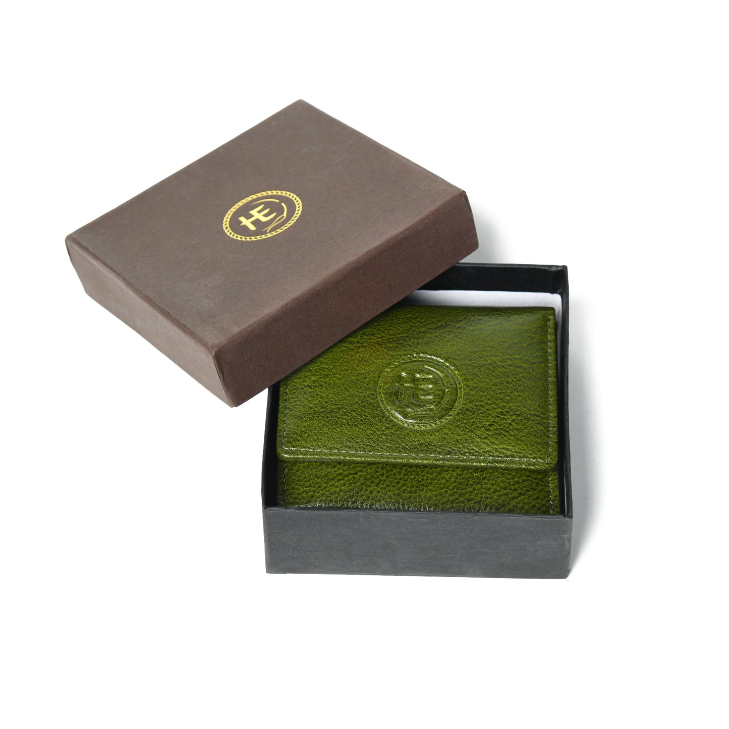 Minimalist Leather Wallet with Coin Pocket - Forest Green