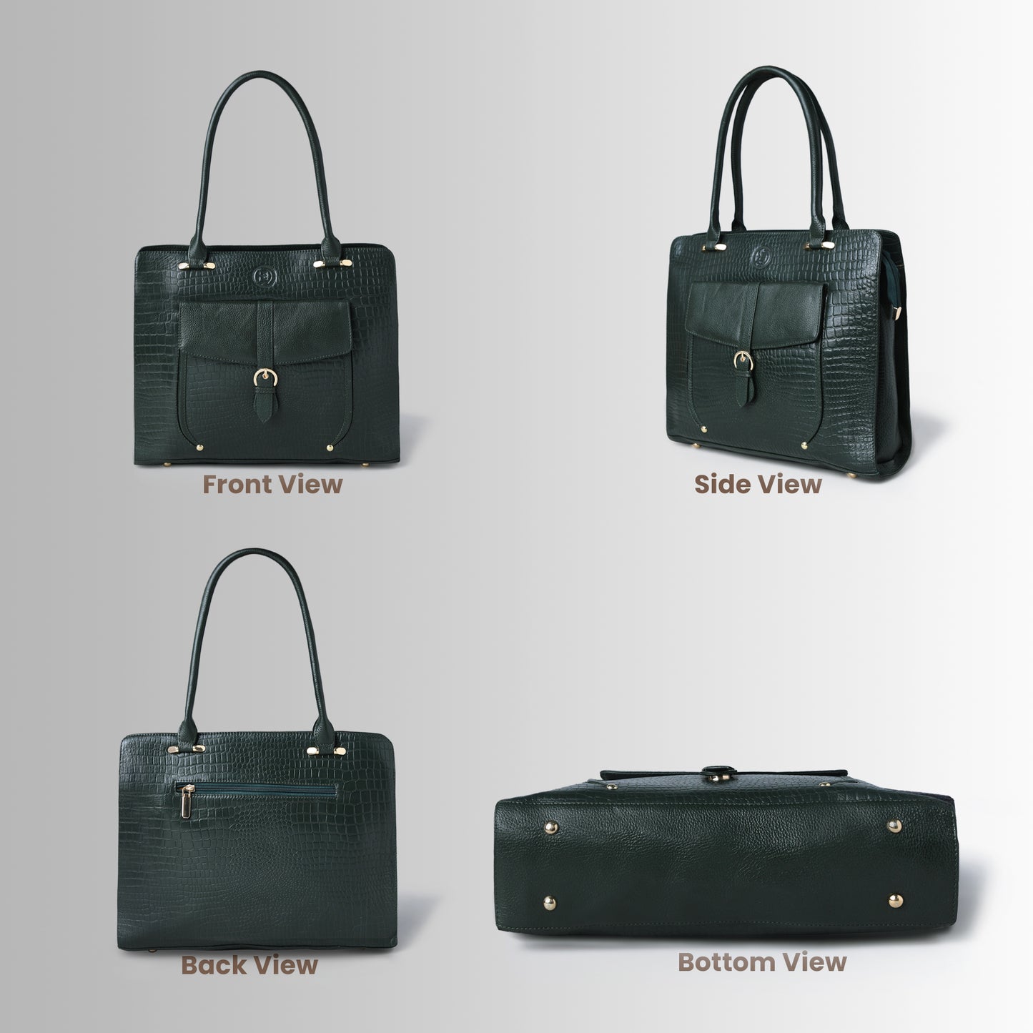 Vera Women's Crocodile Embossed Leather Work Bag