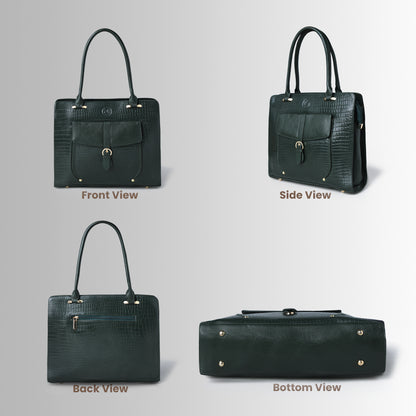 Vera Women's Crocodile Embossed Leather Work Bag