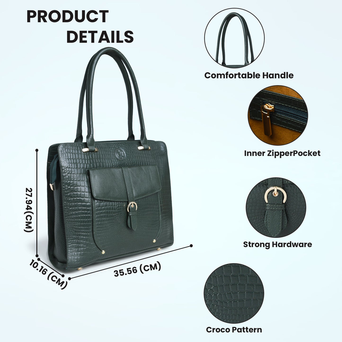 Vera Women's Crocodile Embossed Leather Work Bag