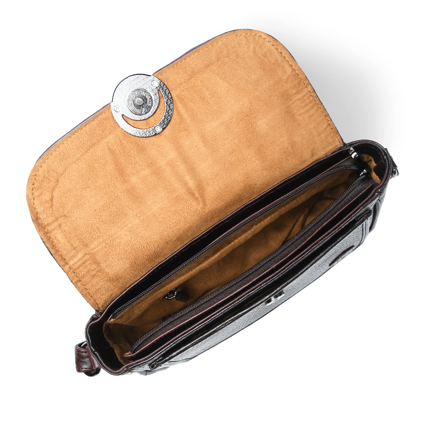 Leather Pouch | zig zag pattern Sling bag - Dark Brown