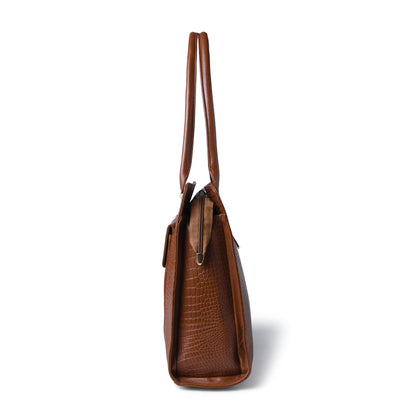 Vera Women's Crocodile Embossed Leather Work Bag