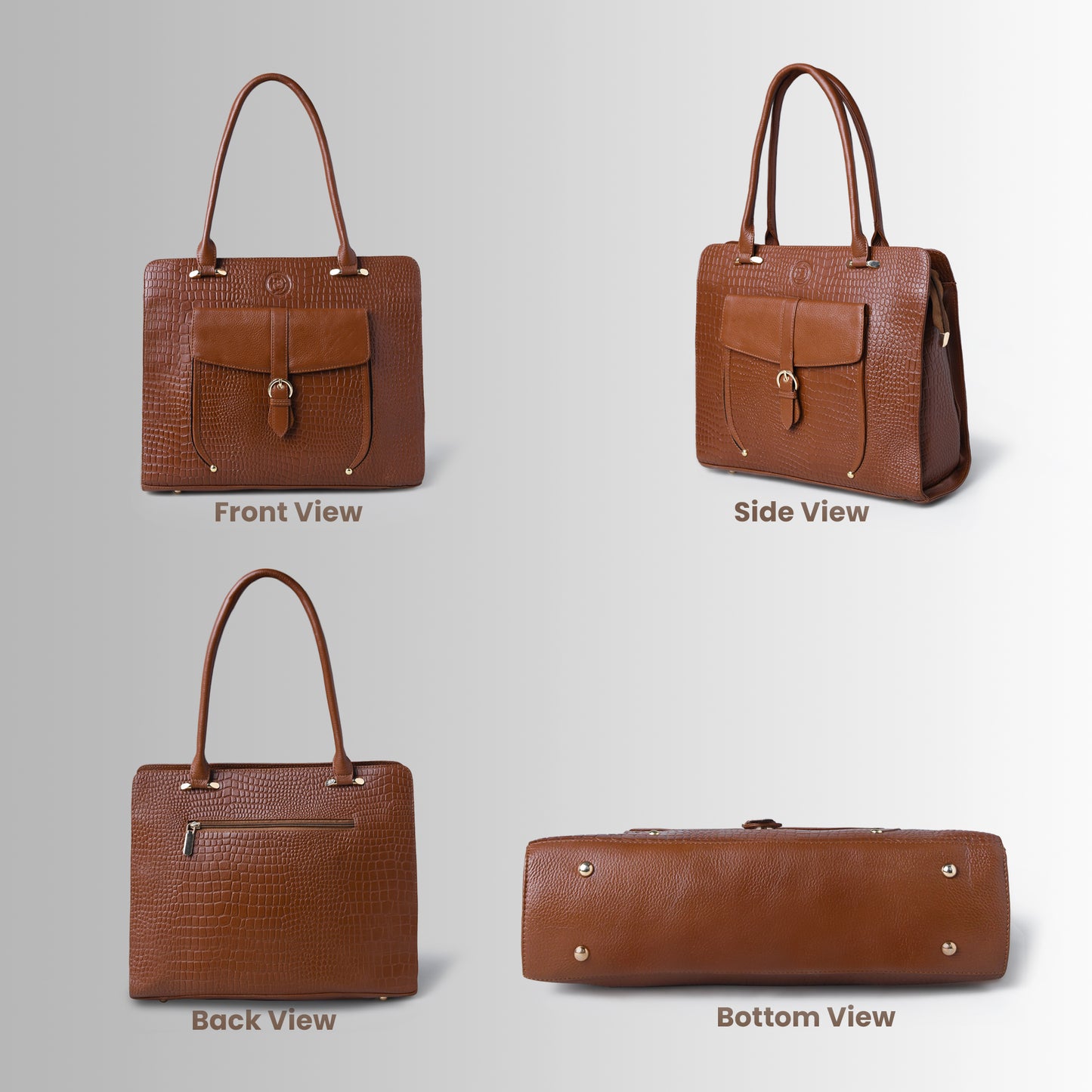 Vera Women's Crocodile Embossed Leather Work Bag