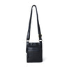 Black Leather Bag - front view with long strap, handcrafted buffalo leather | Hema Emporium