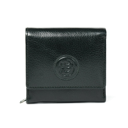 Minimalist Leather Wallet with Coin Pocket - Olive Green