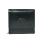 Olive Green Leather Wallet - front view with embossed logo, handcrafted buffalo leather | Hema Emporium