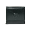 Olive Green Leather Wallet - front view with embossed logo, handcrafted buffalo leather | Hema Emporium