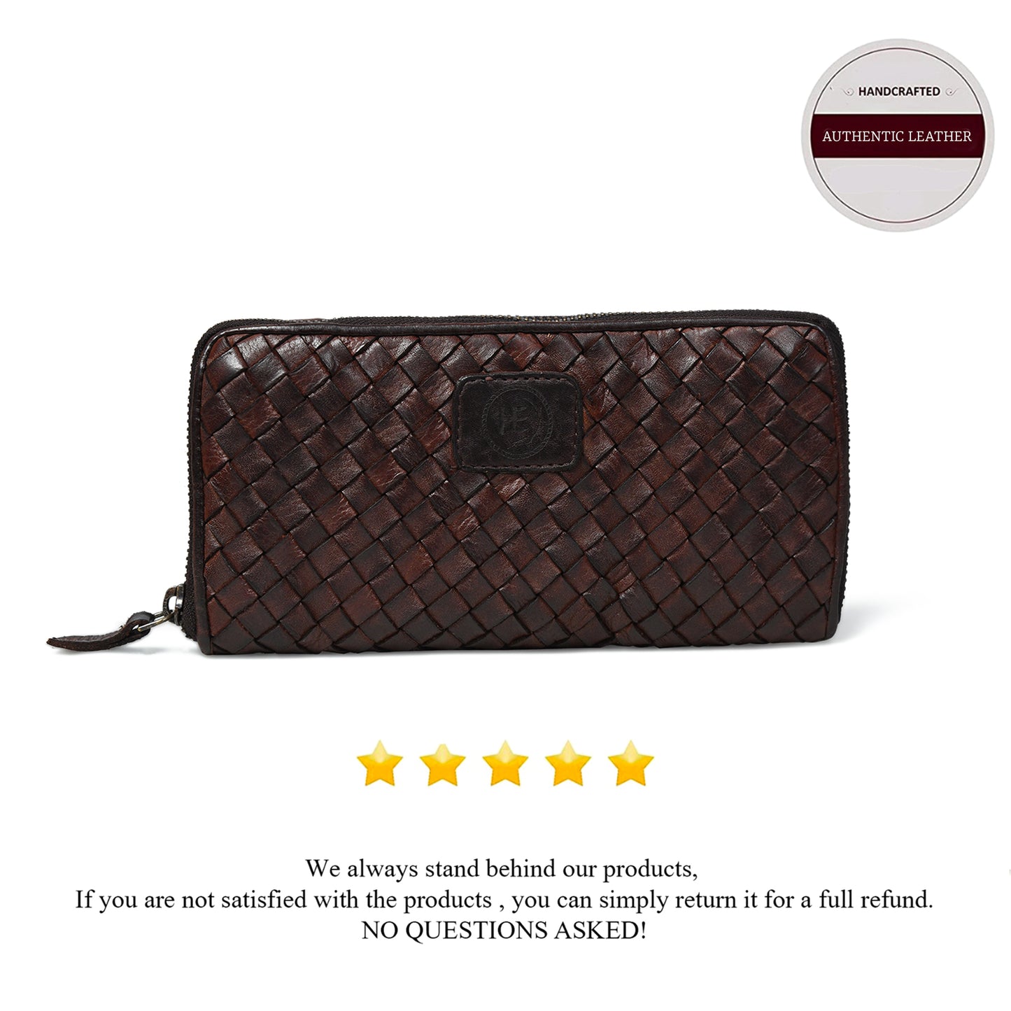 Lattice Hand-Woven Leather Zip-Around Wallet