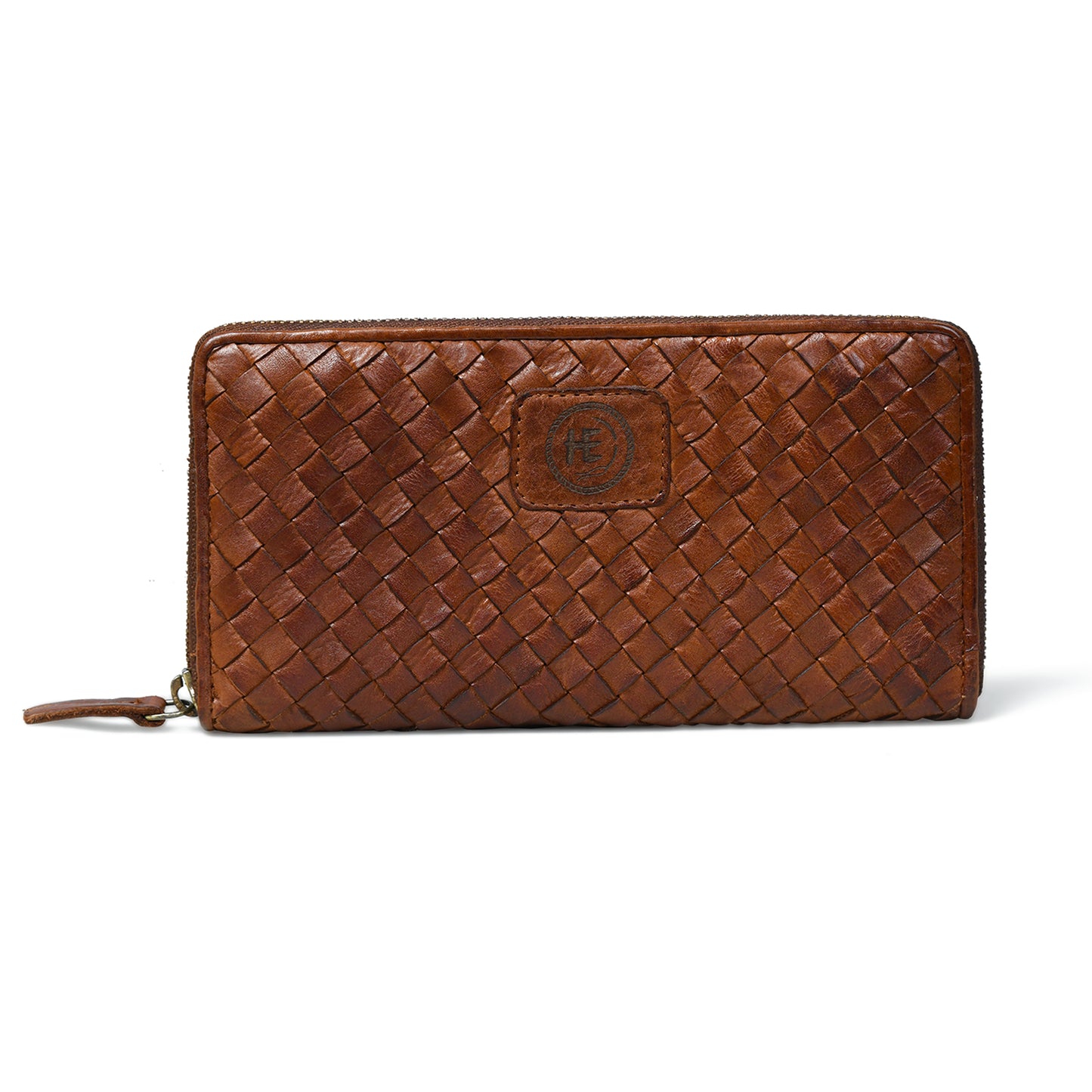 Lattice Hand-Woven Leather Zip-Around Wallet