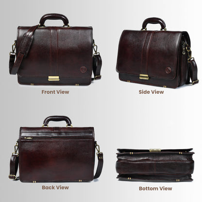 Vintage Leather Briefcase - Dark Brown