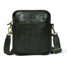 Dark Brown Leather Bag - front view with shoulder strap, handcrafted buffalo leather | Hema Emporium