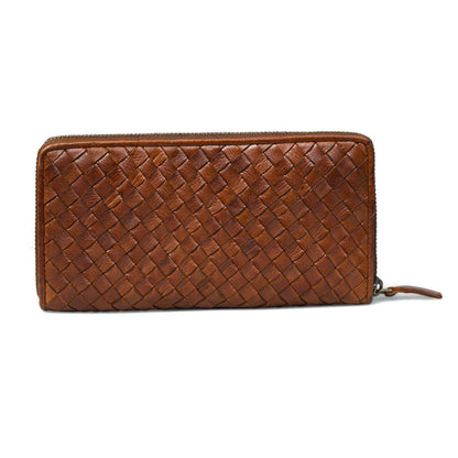 Lattice Hand-Woven Leather Zip-Around Wallet