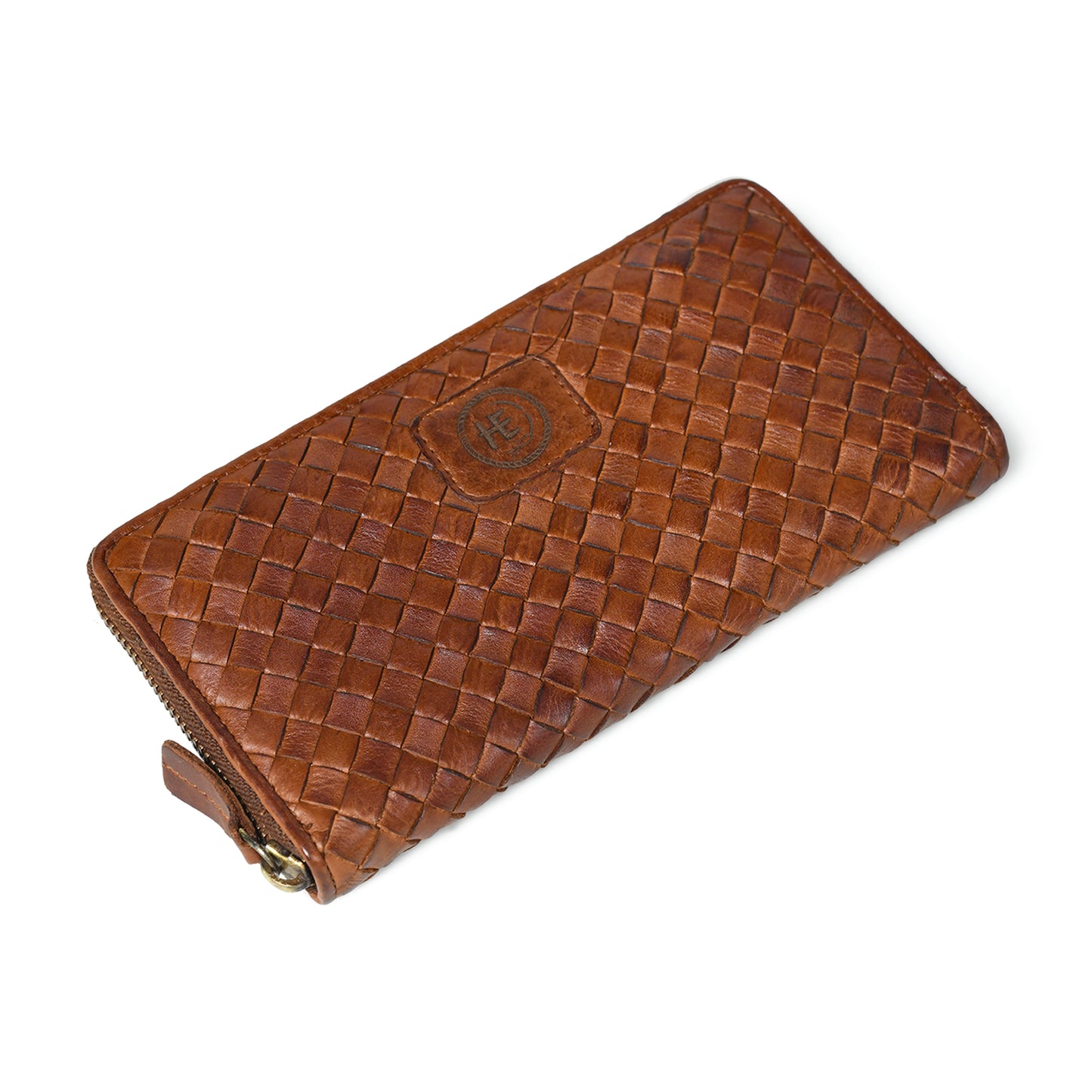Lattice Hand-Woven Leather Zip-Around Wallet