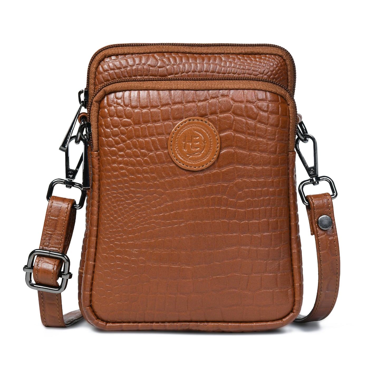 Croc Emposed Sling Bag - Brown
