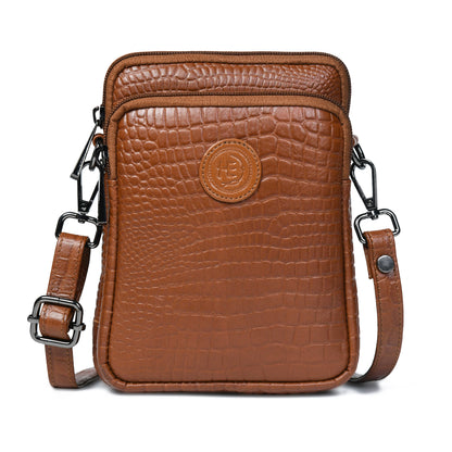Croc Emposed Sling Bag - Brown