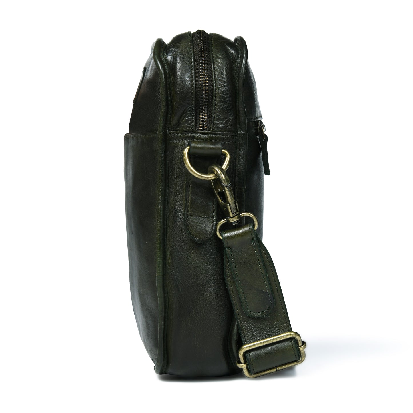 Leather Square Crossbody Bag - Olive Green