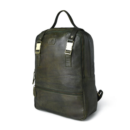 The Marlowe - Leather Backpack with Gold Buckle Straps