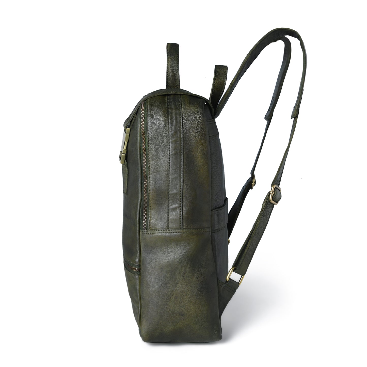 The Marlowe - Leather Backpack with Gold Buckle Straps
