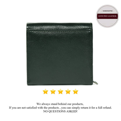 Minimalist Leather Wallet with Coin Pocket - Olive Green