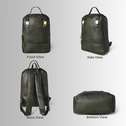 The Marlowe - Leather Backpack with Gold Buckle Straps