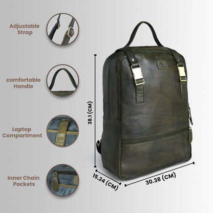 The Marlowe - Leather Backpack with Gold Buckle Straps