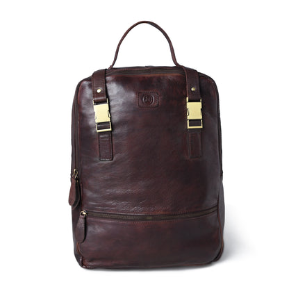 The Marlowe - Leather Backpack with Gold Buckle Straps
