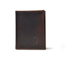 Dark Brown Slim Leather Fold Wallet - front view, handcrafted buffalo leather | Hema Emporium