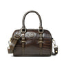 Tan Brown Leather Barrel Satchel - front view, handcrafted buffalo leather | Hema Emporium