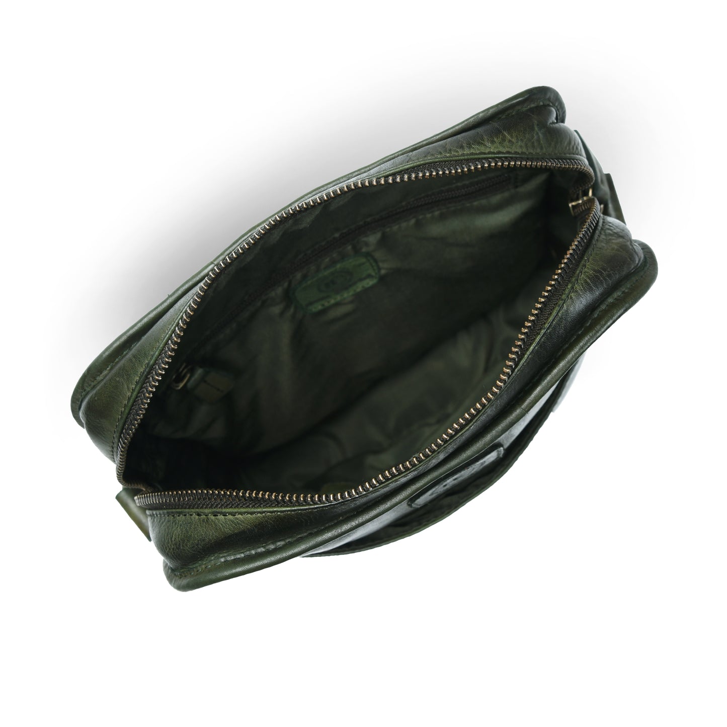 Leather Square Crossbody Bag - Olive Green