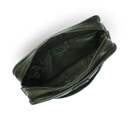 Leather Square Crossbody Bag - Olive Green