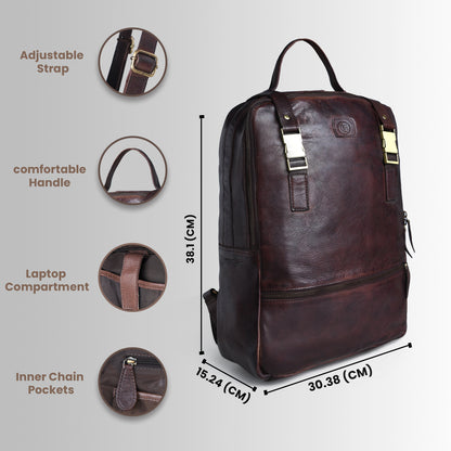 The Marlowe - Leather Backpack with Gold Buckle Straps