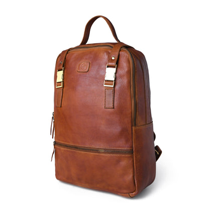 The Marlowe - Leather Backpack with Gold Buckle Straps
