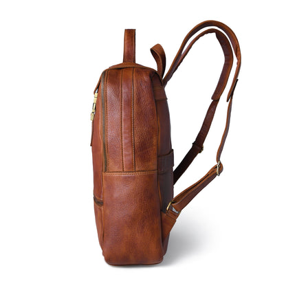 The Marlowe - Leather Backpack with Gold Buckle Straps