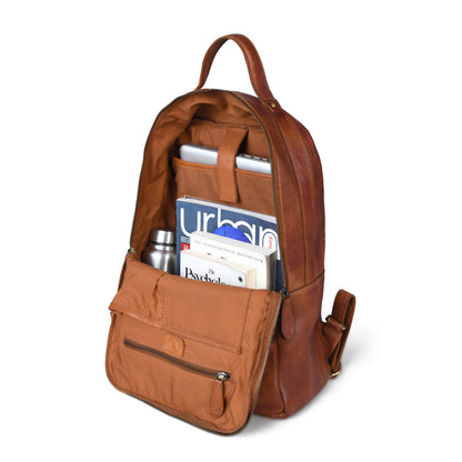 The Marlowe - Leather Backpack with Gold Buckle Straps