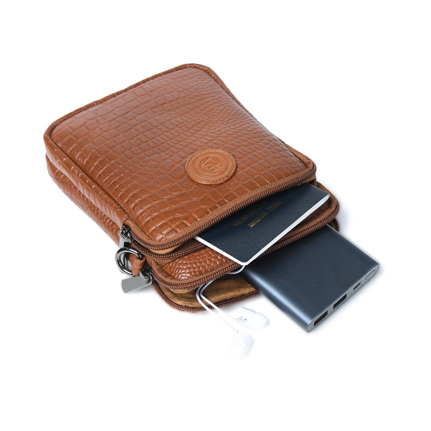 Croc Emposed Sling Bag - Brown