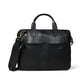 Black Leather Laptop Bag - front view with shoulder strap, handcrafted buffalo leather | Hema Emporium